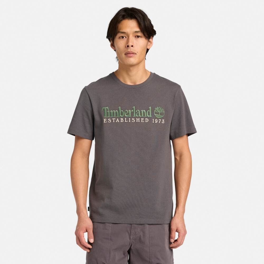 Timberland - 男裝 黑色刺繡LOGO短袖T恤|TB0A6NS7W081